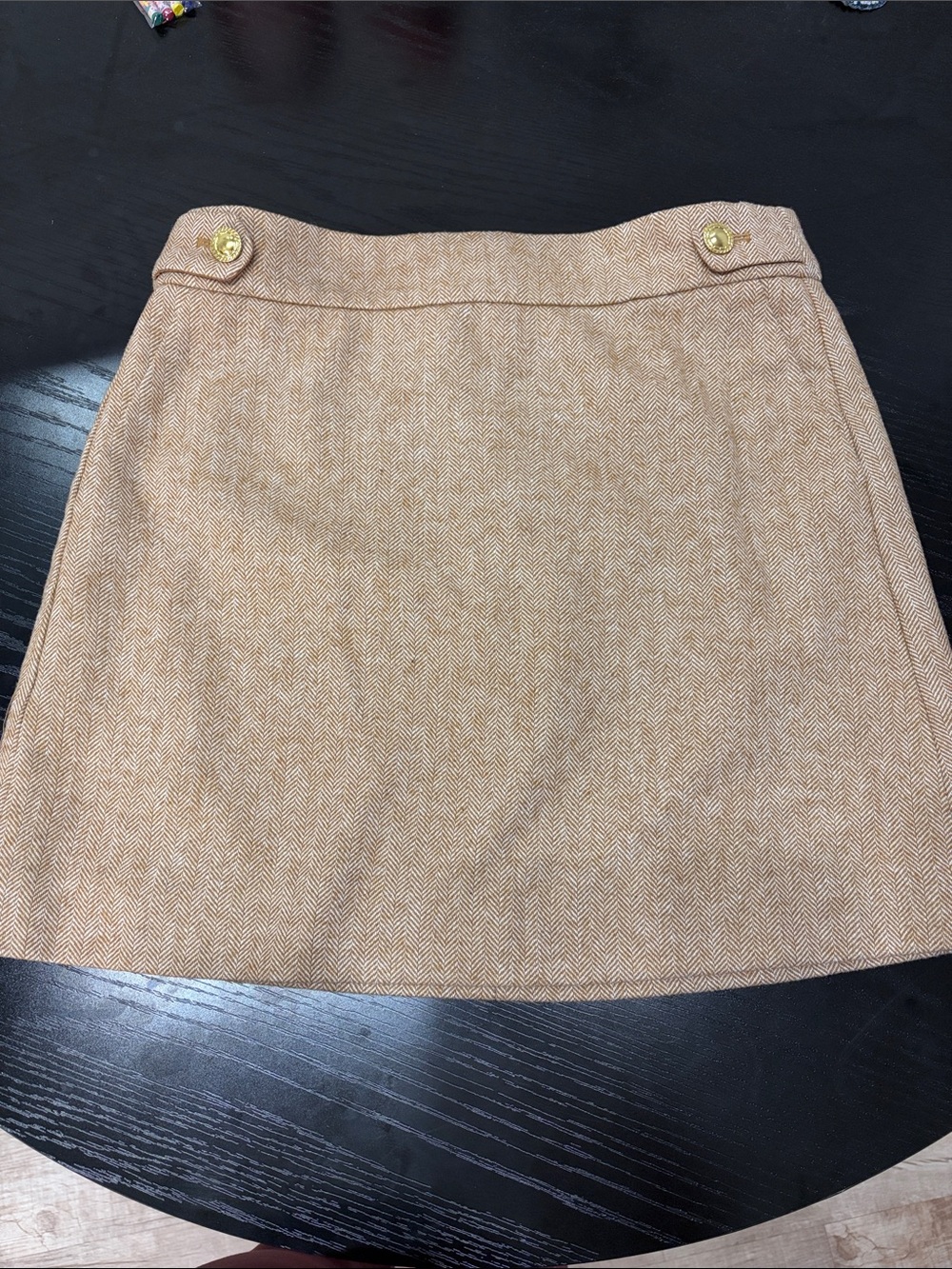 J Crew Classic Herringbone Tan Mini Skirt